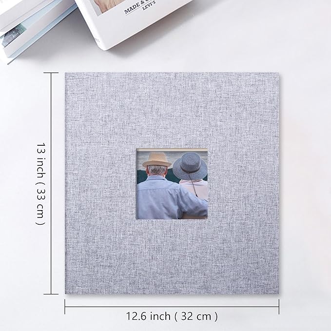 Vienrose Photo Album Self Adhesive 13x12.6 for 600 Photos Linen Scrapbook 120 Pages