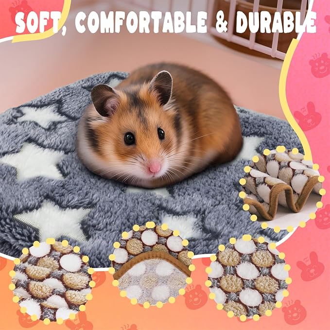 Eilyliafe 6 Pcs Guinea Pig Blankets Bedding Small Animal Cage Liners Sleep Mat Absorbent Reusable Pet Pee Bedding Pad Cover for Hamster Ferret Chinchilla Rabbit Hedgehog (30 x 42 Inch)