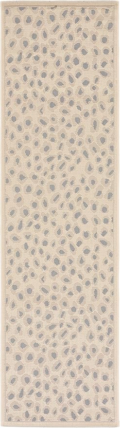 SAFAVIEH Washable Rug Outdoor Courtyard Collection - 2'3" x 8' Runner, Beige & Gold, Non-Shedding & Easy Cleaning, Ideal for Patio, Entryway, Mudroom, Hallway, Kitchen (CY6104-23612)