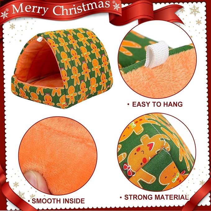 UPINS 2 Pack Christmas Guinea Pig Hideout,Guinea Pig Bed | Washable Small Animal House Cage Accessories,for Chinchillas Hamsters Hedgehogs Ferrets Bearded Dragons and Rats