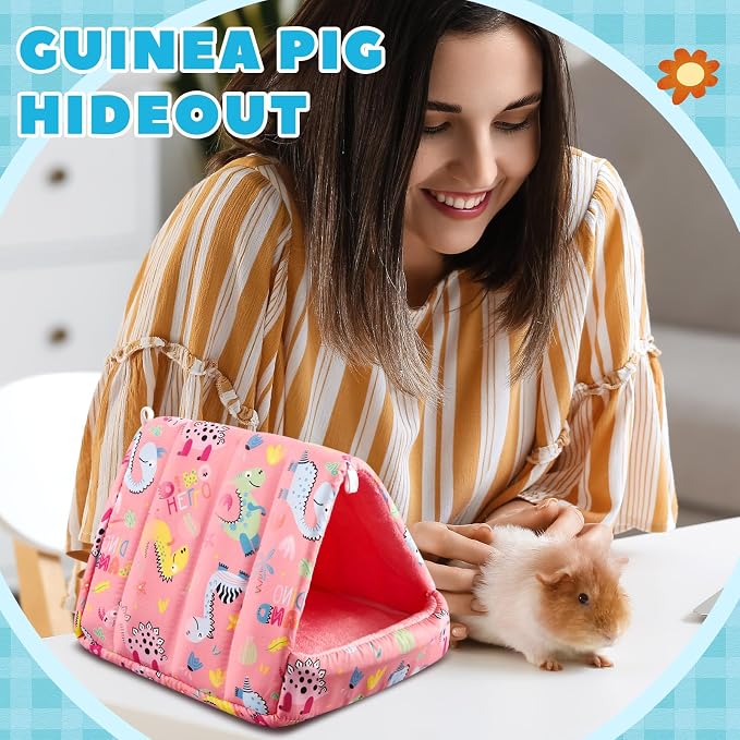 Cinnvoice Guinea Pig Hideout Bed Washable House Cage, Wonder Tale, 7.9 in | Soft Tunnel for Hamster Rabbit Bunny Chinchillas Hedgehog Mice Rat, Cozy Hideaway Habitat Accessories, Removable Cushion Pad
