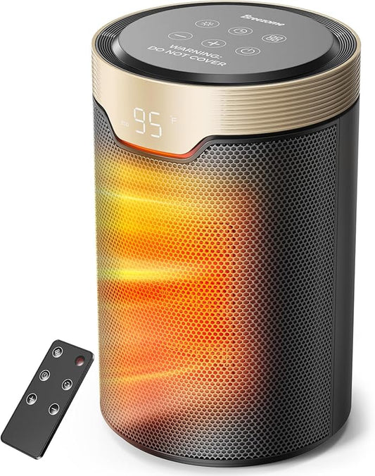 BREEZOME Space Heater, 1500W Portable Electric Heaters for Indoor Use, Small Desk Heater Quiet for Room with Thermostat & 24H Timer, Remote Control for Home Bedroom Office
