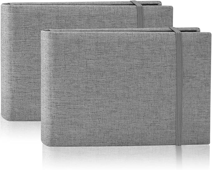 2PACK 4x6 Photo Album, 4x6 100 Pockets Linen Cover Photobook Small Capacity Pictures Book Easy to Classify and Portable for Wedding Family Baby Vacation (Grey)