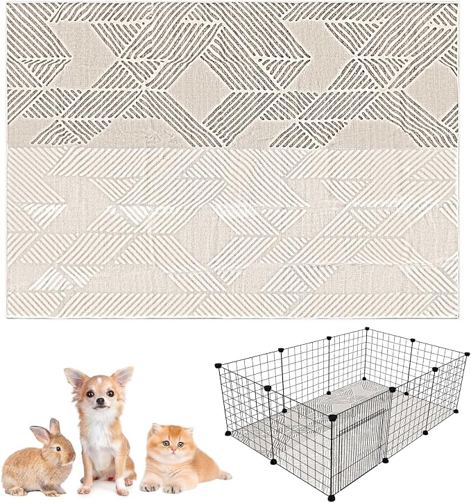 VCEPJH Bunny Floor Mat 55 x 78.7in Rabbit Cage Liner Washable Large Reusable Guinea Pigs Rug Anti-Slip Whelping Pads for Small Pet Dogs Puppy Chinchillas Cats Ferrets