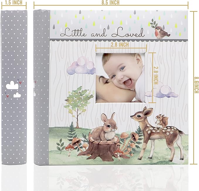 Holoary Baby Photo Album 4” x 6” 160 Photos, Newborn Baby Keepsake Gifts for Baby Boy/Girl and New Parents, Woodland Animals Design