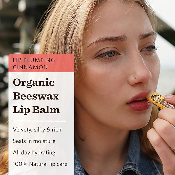 Moon Valley Organics Beeswax Lip Balm for Moisturizing Lips and Cuticles (ZINGY CINNAMON, 4 Count (Pack of 1))