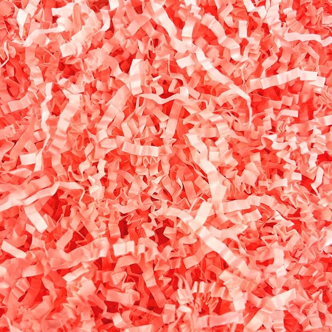 ZEBMOON 1 LB Pink Crinkle Cut Paper Shred Filler Great for Gift Wrapping, Basket Filling, Birthday, Wedding, Halloween, Thanksgiving Christmas Day, New Year Party Decorations Filling Supplies