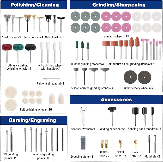 WORKPRO 698-Piece Rotary Tool Accessories Kit, Rotary Tool Bits for Easy Cutting, Grinding, Sanding, Polishing, Cleaning, Drilling, Carving and Engraving
