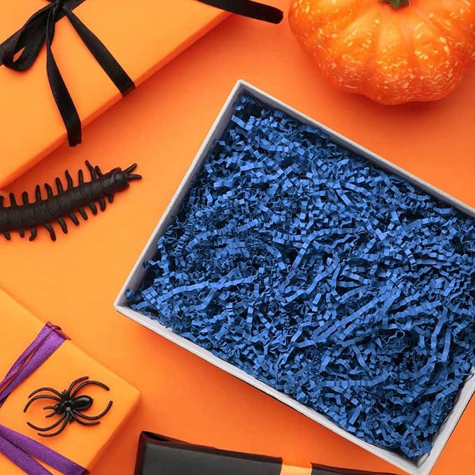 NEWMIAO 1 LB Dark Blue Crinkle Cut Paper Shred Filler for Gift Baskets Stuffing, Shredded Crinkle Paper for Gift Box Bag Basket Filler Decoration Christmas Wedding Birthday Bridesmaid Gift Wrapping