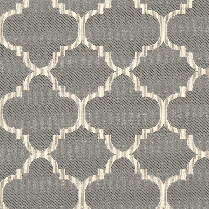 SAFAVIEH Washable Rug Outdoor Courtyard Collection - 7'10" Square, Anthracite & Beige, Non-Shedding & Easy Cleaning, Ideal for Patio, Backyard, Mudroom (CY6918-246)