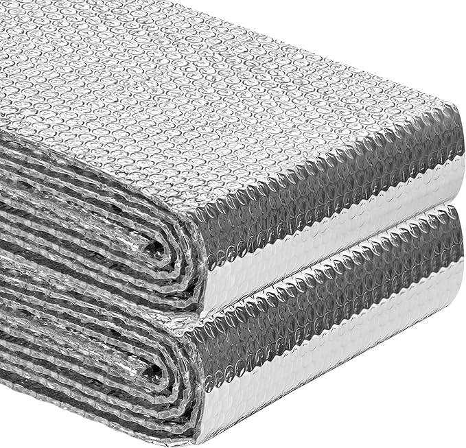 Reflective Insulation Roll 23.6inch x 40Ft Double Bubble Reflective Aluminum Foil Wrap Insulating Sheet Thermal Shield Radiant Barrier for Winter RV Window Thermal Cold Insulation Summer Heat - Silver