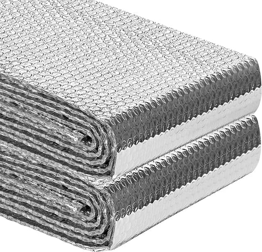 Reflective Insulation Roll 47inch x 10Ft Double Bubble Reflective Aluminum Foil Wrap Insulating Sheet Thermal Shield Radiant Barrier for Winter RV Window Thermal Cold Insulation Summer Heat - Silver
