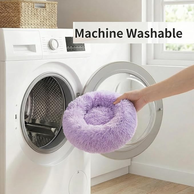 Guinea Pig Bed for Small Animal for Dwarf Rabbits/Hamster/Hedgehog/Ferrets | 11.8 Inch Small Animal Beds Washable，Hideout Soft & Comfortable Donut Bed,Purple and White