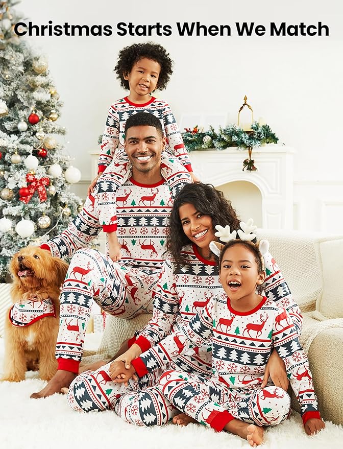 PATPAT Christmas Family Matching Pajama Sets Includes Christmas Socks - Perfect for Family Photos & Holiday Celebrations