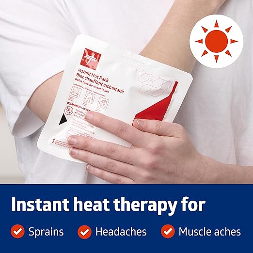Medline Instant Warm Pack, Disposable, 6" x 6", 24 per Pack, Heat Packs for Pain Relief, Muscle Soreness and Increased Blood Flow