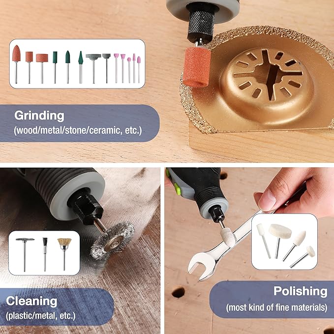 WORKPRO 698-Piece Rotary Tool Accessories Kit, Rotary Tool Bits for Easy Cutting, Grinding, Sanding, Polishing, Cleaning, Drilling, Carving and Engraving