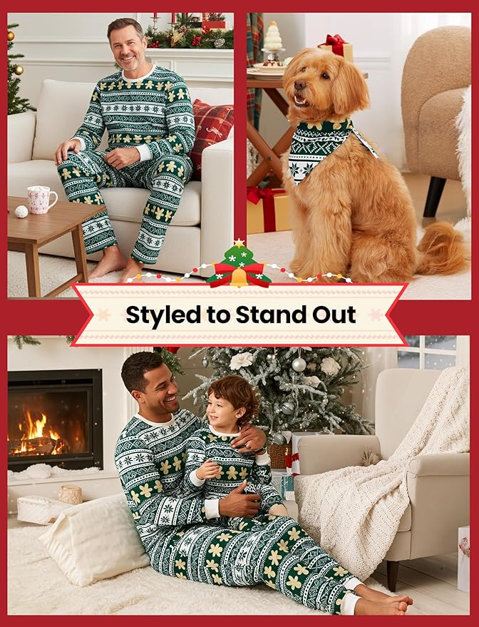 PATPAT Christmas Family Matching Pajama Sets Includes Christmas Socks - Perfect for Family Photos & Holiday Celebrations