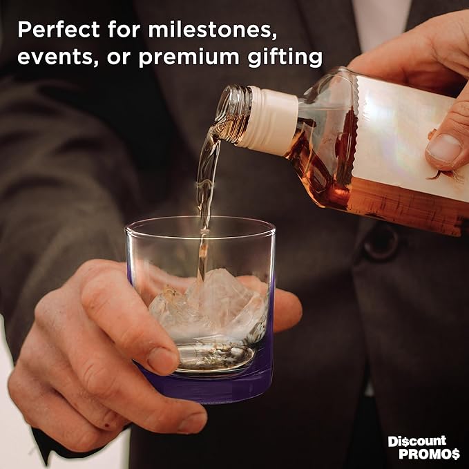 DISCOUNT PROMOS Lexington Rocks Whiskey Glass 10.5 oz, Set of 12, Bulk Pack - Perfect for Scotch, Bourbon, Whiskey, Cocktail - Purple