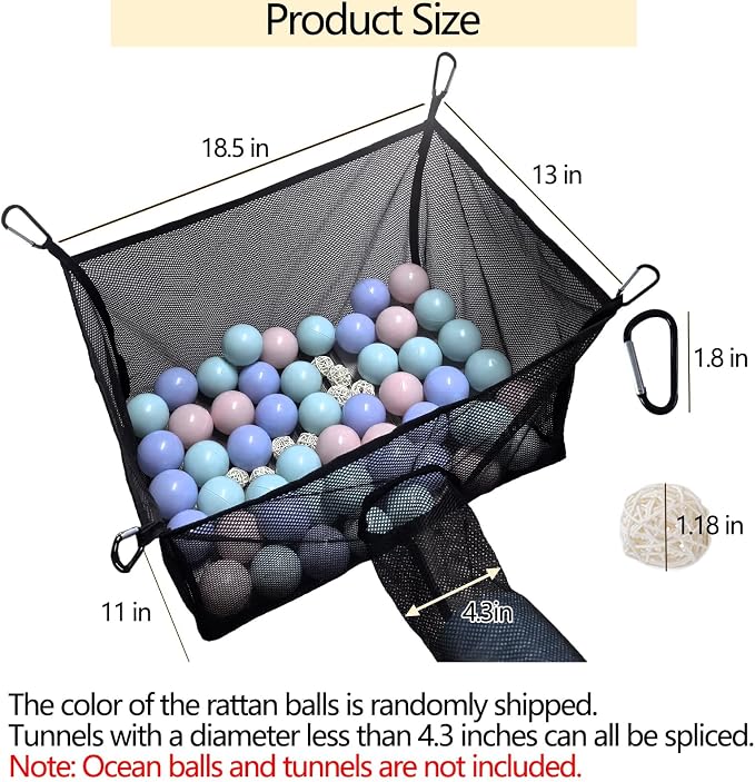 kathson Ferret Ball Pit Hammock for Cage Hanging Bed Playpen Toy Box | Ferret Hammock Compatible with Tunnel System,Guinea Pig Hammocks Hideout Enrichment Toy for Hamster Chinchilla Rat