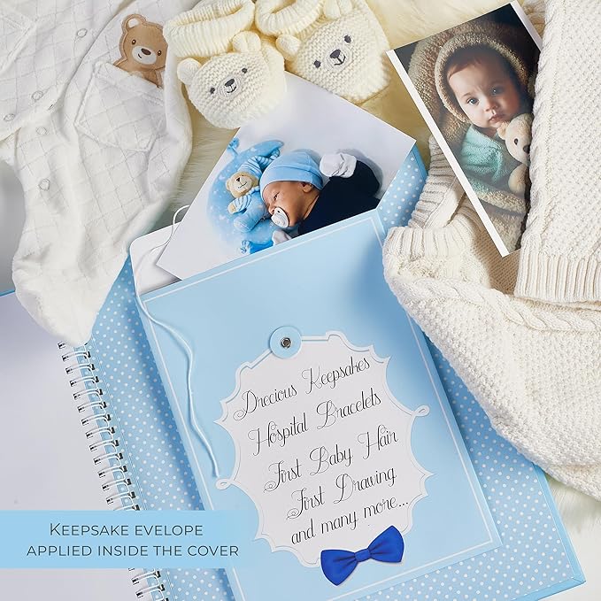 Baby Book Keepsake - Baby Memory Book and Album for Boy, Journal from Pregnancy to First 5 Years, Scrapbook to Record Memories, Milestones and Photos, Baby Book (Blue)