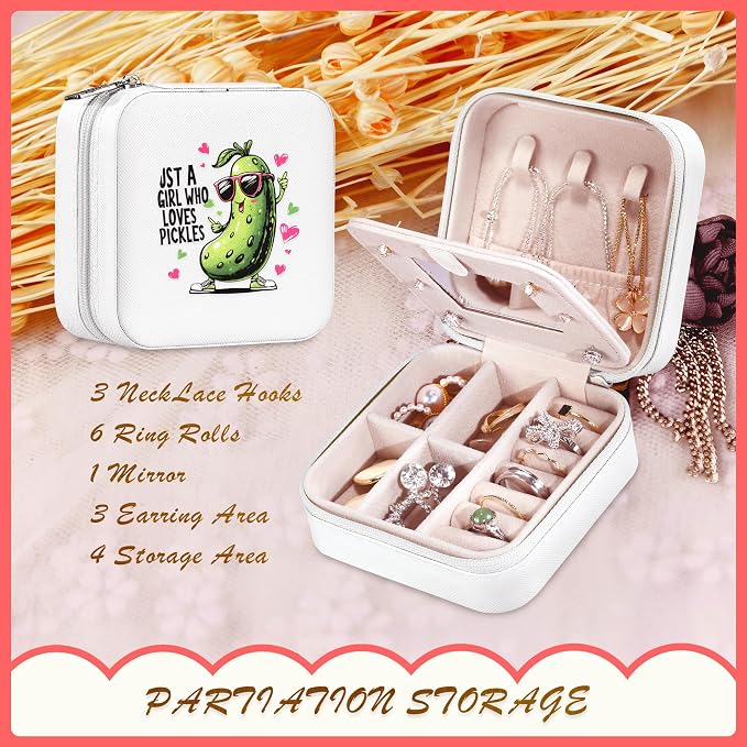 Pickle Jewelry Box, Gifts For Teens Girls, Pickle Lovers Stuff Items Accessories Things Merchandise Decor Merch, Travel Ring Earrings Necklace Organizer Holder!
