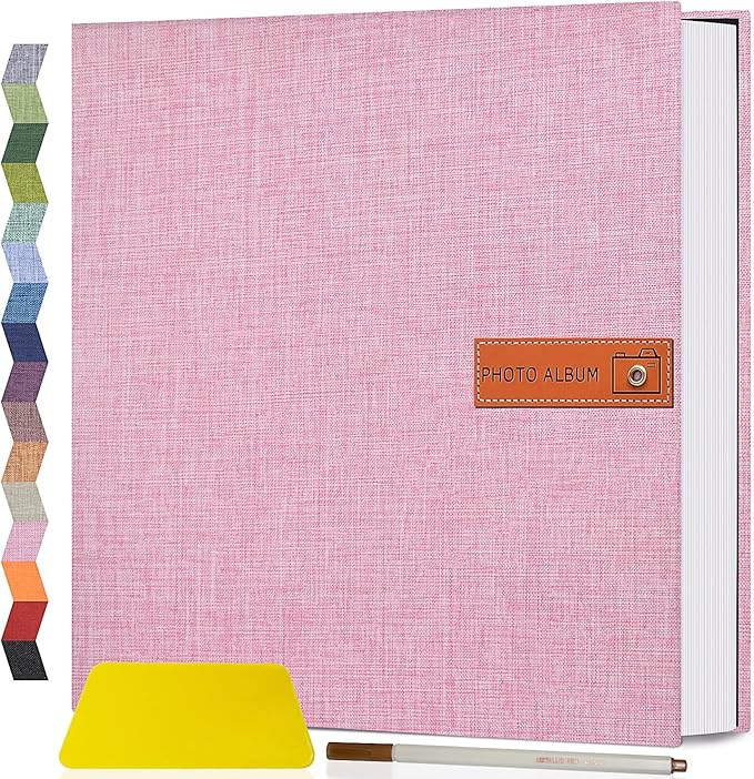 Popotop Large Photo Album Self Adhesive 4x6 5x7 8x10 Scrapbook Album DIY Picture Book,Gifts for Mom,Family Baby and Wedding,with Metal Pen and Plastic Board