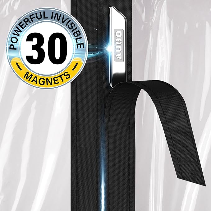 AUGO Magnetic Thermal Insulated Door Curtain - Transparent EVA Door Cover for Winter- Keeps Warm Air in and Cold Air Out - Home Winterizing Products - Patent Pending Keep Open Feature - 34 x 81 Inch