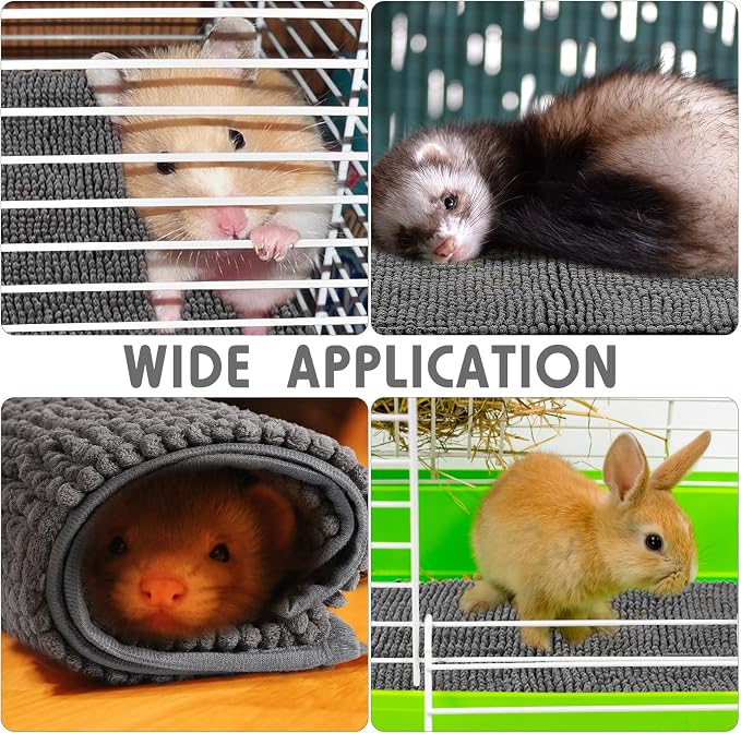 Amylove 4 Pcs Guinea Pig Cage Liner 47 x 24 Inch Washable Chenille Pee Pads Pet Dog Cat Bedding Training Mat Reusable for Small Animals Puppy Bunny Hamster Chinchilla