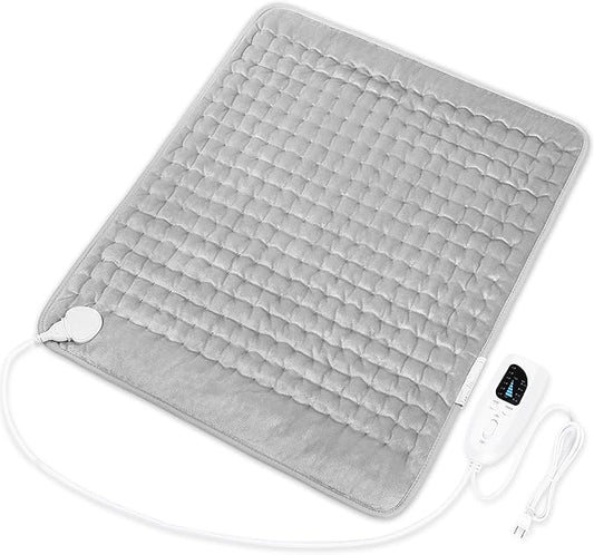 Deepsoon Heating Pad,Electric Heating Pads for Back,Neck,Abdomen,Moist Heating Pad for Shoulder,Knee,Arms,Legs,Dry/Moist Heat & Auto Shut Off,Christmas Gifts for Men and Women,Light Gray,24x20 Inch
