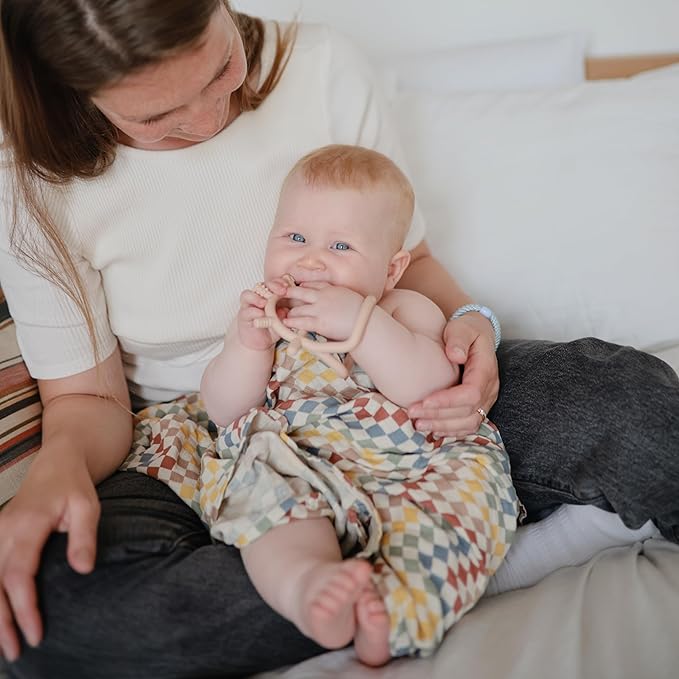 mushie Muslin Baby Swaddle Blanket | 100% Organic Cotton (Retro Check)