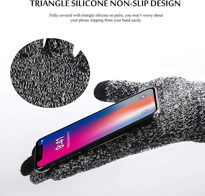 TRENDOUX Winter Gloves for Men Women - Upgraded Touch Screen Cold Weather Thermal Warm Knit Glove for Running Driving Hiking