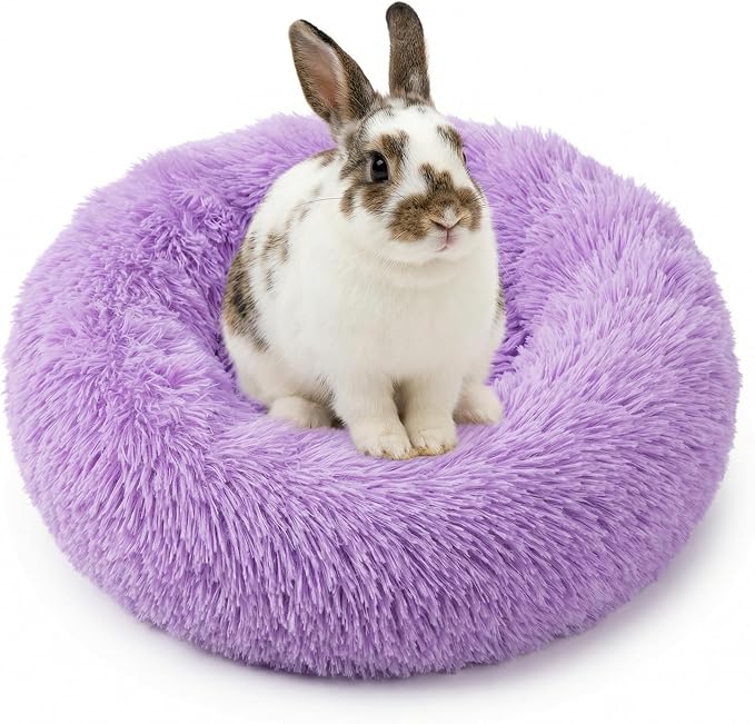 Guinea Pig Bed for Small Animal for Dwarf Rabbits/Hamster/Hedgehog/Ferrets | 11.8 Inch Small Animal Beds Washable，Hideout Soft & Comfortable Donut Bed,Purple