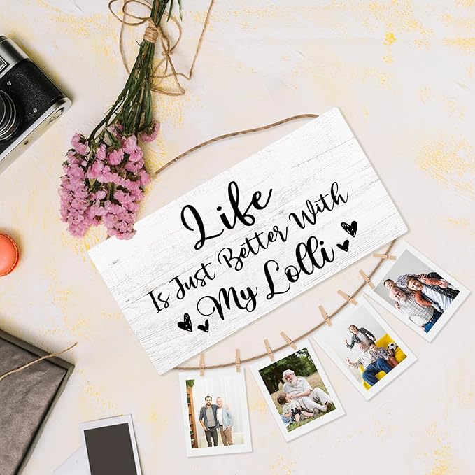 Lolli Gifts Picture Frame Photo Holder for Wall, Birthday Gifts for Lala Grandma, Thank You Grandmother Lola Gift from Grandchildren Grandkids Hanging Photo Display