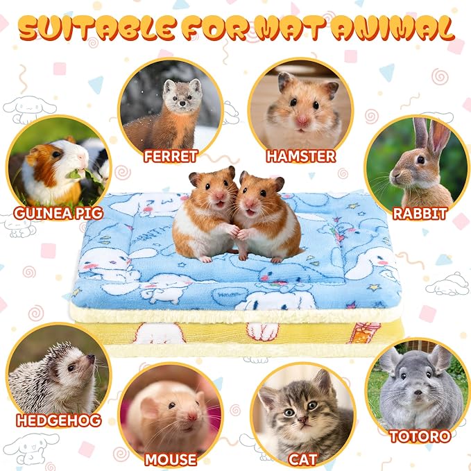 2 Pcs Guinea Pig Bed, Washable Rabbit Bunny Bed Mat Soft Small Animal Winter Bed Pads Sleeping Pads for Rat Chinchilla Hedgehog Hamster Squirrel Ferret (13 x10 inch)