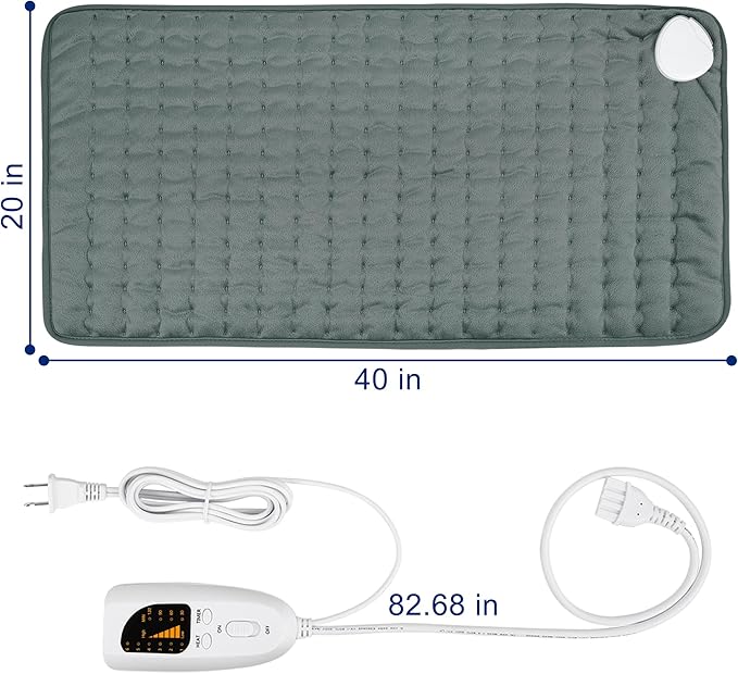 40"X20" Electric Heating pad with 6 Heat Settings, Auto Shut Off, Dark Gray Dry Electric Heating for Back Neck Knee Arms Legs Shoulder Heat Pads for Christmas Birthday Father's Day Mother's Day