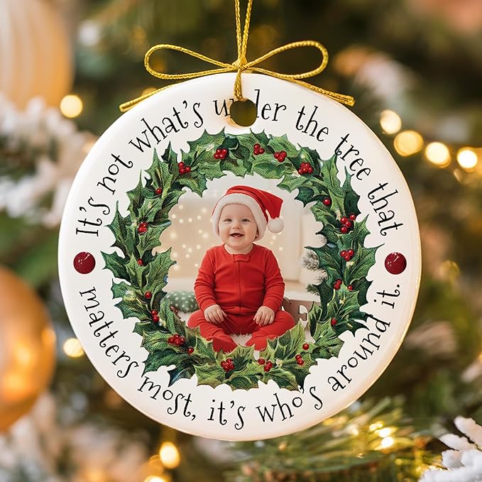 Personalized Baby First Christmas Ornament 2025 with Photo & Name Personalized Christmas Ornaments Custom Ornaments for Christmas Tree Keepsake for Newborn Boy or Girl Gifts