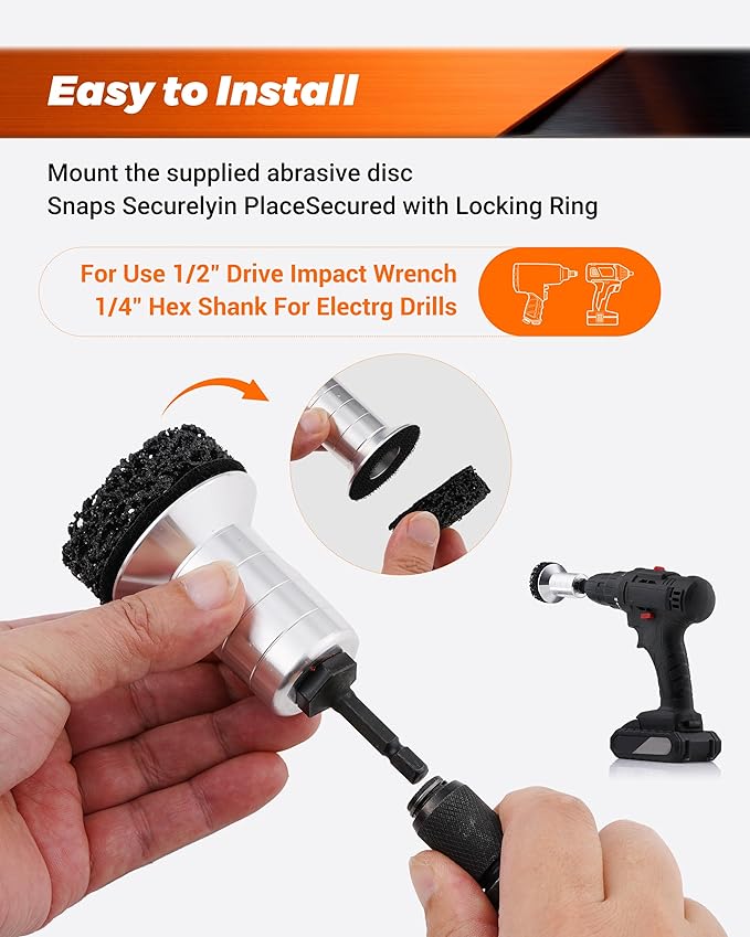 Wheel Brake Hub Cleaning Disc,Cleaner Resurfacing Tool Metel Hub Drill Brush Attachments for Rust Remover Wheel Bolt Stud Cleaner Fits Power Drill or 1/2" Impact Driven Wrenches for Brake Rotors Hubs