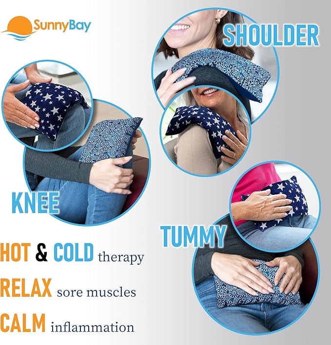 SunnyBay Small Microwave Heating Pad, Microwavable Versatile Heated Neck and Shoulder Wrap for Back Pain and More, Moist Heat Cotton-Fleece Pad, 6x11 Inches, Whispy and Royal Flower, Pack of 2