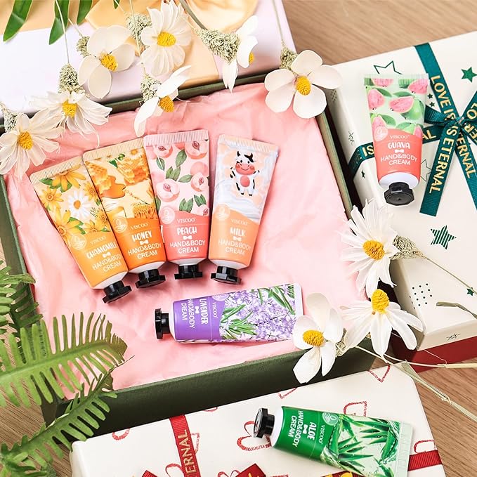 7 Pack Hand Cream Gifts Set for Women,Stocking Stuffers for Women,Teengirls,Christmas Gifts Bulk Gifts,Small Gifts,Mini Moisturizing Hand Lotion Travel Size in Bulk for Dry Cracked Hands