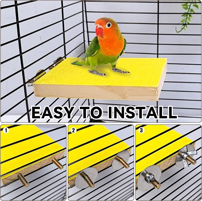 7PCS Bird Perch Stand Platform Natural Wood Parakeet Toys Cage Accessories | Colorful Rough Quartz Sand Surface, Thickened Exercise Paw Grinding Stick for Budgies, Cockatiel, Lovebirds, Finch, Canary