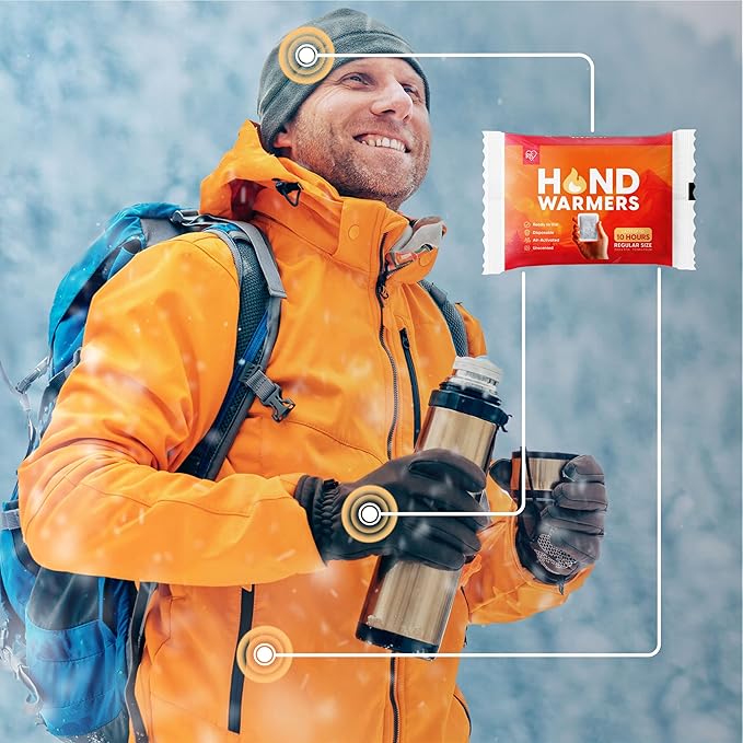 IRIS USA Hand Warmers, Regular/Large/Jumbo, 30/60 Individual Warmers, Regular/Adhesive Body Warmers Up to 10/12/18 Hours Disposable Handwarmer Bulk for Hot Hands Feet Chest Back, TSA-Approved, Camping