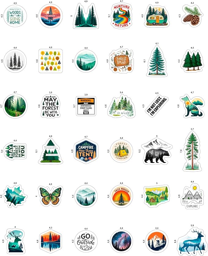 100Pcs Forest Stickers for Water Bottle, Woodland Stickers - Forest Party Supplies & Decorations - Woodland Gifts - Gift for Women & Men