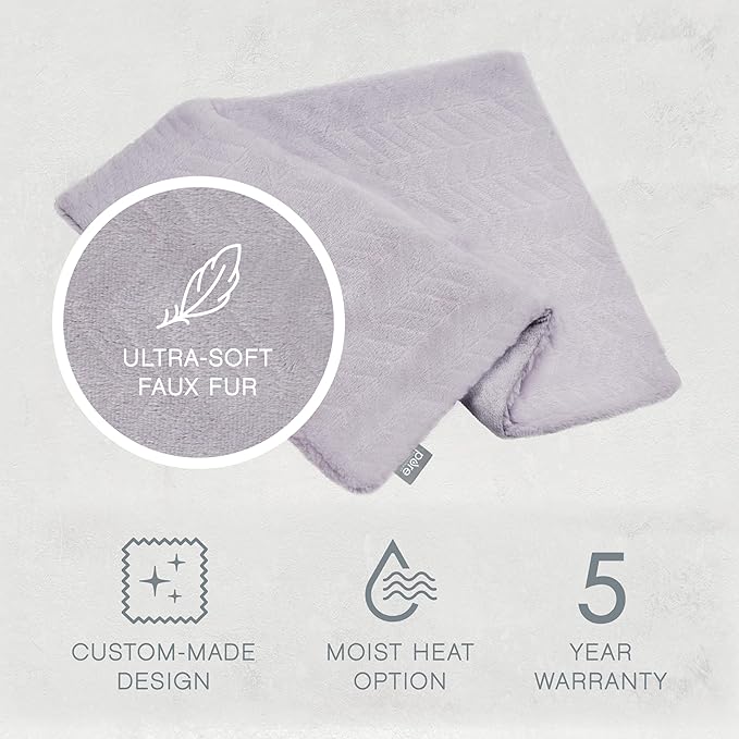 Pure Enrichment PureRadiance Ultra-Wide Luxury Heating Pad, Patented Design, Soft Faux Fur, Micromink, 6 Heat Settings, Machine Washable, Large, 20”x24” (Amethyst Dusk)