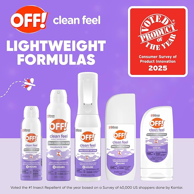 OFF! Clean Feel Insect Repellent Aerosol with 20% Picaridin - Long-Lasting DEET-Free Protection from Mosquitoes, Fragrance-Free Pest Control For Ticks & Flies, Camping, Bug Spray - 5 oz