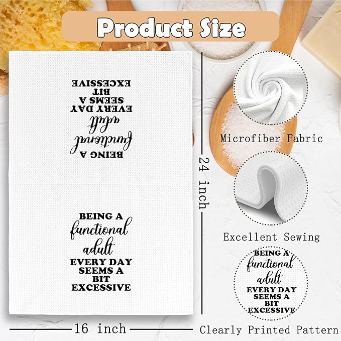 Funny Sarcastic Adult Dish Towels 16x24 Inches, Decorative Absorbent Hand Tea Kitchen Bathroom Towels