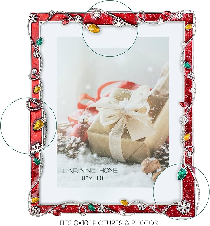 LARAINE Picture Photo Frame 8x10 Metal 2025 Christmas High Definition Display Pictures for Tabletop Home Decorative Holiday Gift (Red,8x10)
