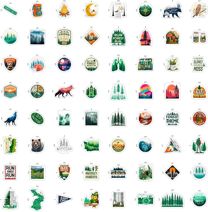 100Pcs Forest Stickers for Water Bottle, Woodland Stickers - Forest Party Supplies & Decorations - Woodland Gifts - Gift for Women & Men