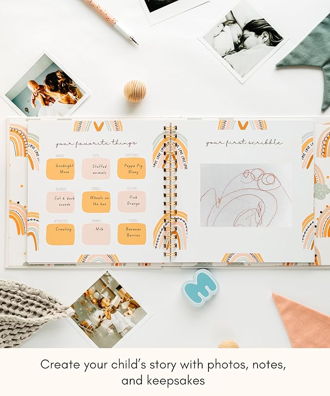 Lamare Baby Memory Book – Baby’s First Year Keepsake Journal, Baby Milestone Book, & Baby Scrapbook