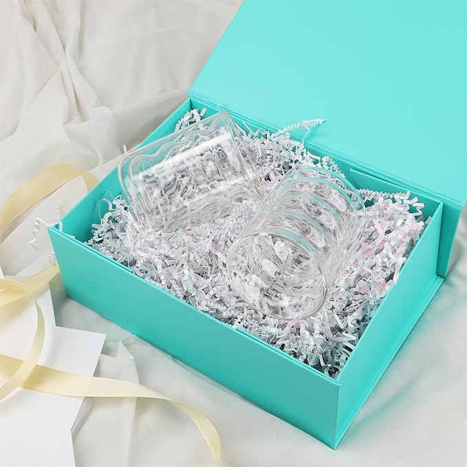 MUMUPACK 4 Pack Turquoise Gift Boxes With Lids,12x8x4.5 Inch Bridesmaid Proposal Box And Printable Stickers,Proposal Boxes With Ribbon For Wedding, Packaging, Present, Birthday