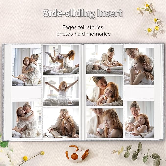 Photo Album 4x6 with 600 Pockets,Slip-in Picture Albums,Linen Cover Memory Book with Front Window,White Page Vertical Photo Book for Wedding,Family,Anniversare,Baby,Vacation